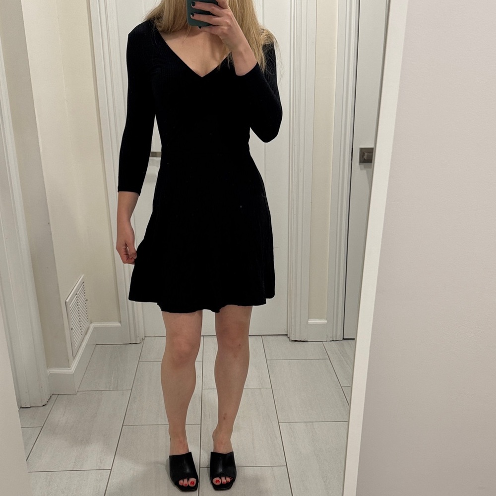See You Monday Black Long Sleeve Dress